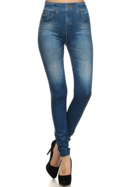 ASEIDFNSA Women Compression Leggings 80S Leggings for Women Women'S Denim  Print Jeans Look Like Leggings Stretchy High Waist Slim Jeggings